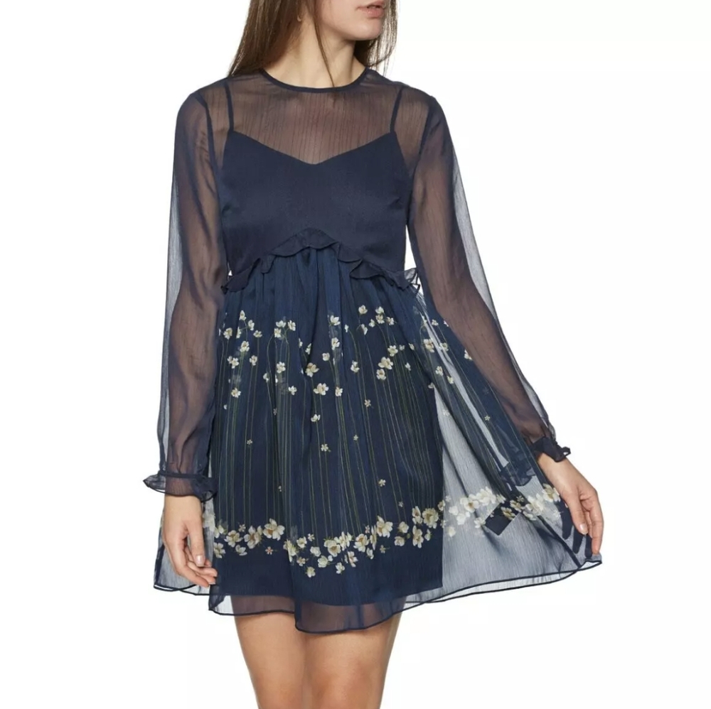 Ted Baker Zemi Navy Pearl Floral Mini Dress